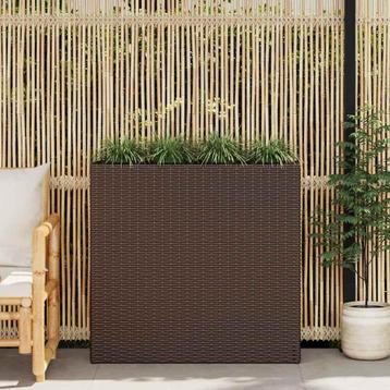 vidaXL Plantenbak verhoogd met 4 potten poly rattan bruin, Jardin & Terrasse, Pots de fleurs, Verzenden