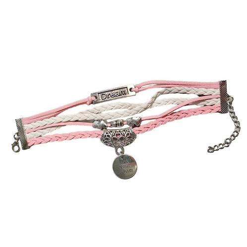 Fako Bijoux® - Multi Armband - Dream Hartjes Munt – Roze/Wit, Handtassen en Accessoires, Armbanden, Verzenden