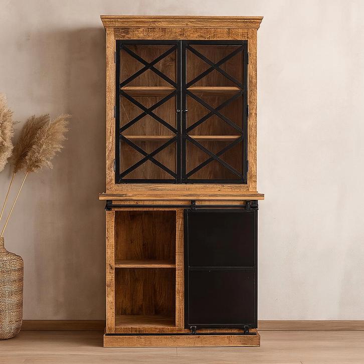 Buffetkast Mangohout Milan 120 Met Deurtjes X, Huis en Inrichting, Kasten | Buffetkasten, 25 tot 50 cm, Nieuw, Overige houtsoorten