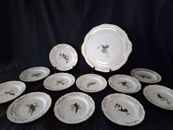 Gien - Dessertservies (12) - QL en creux - Keramiek - Mussen, Antiek en Kunst, Antiek | Meubels | Tafels