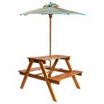 vidaXL Kinderpicknicktafel met parasol 79x90x60 cm massief, Verzenden, Nieuw