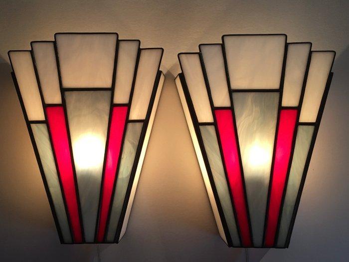 Lampe murale (2) - Verre - style Art déco, Antiquités & Art, Curiosités & Brocante