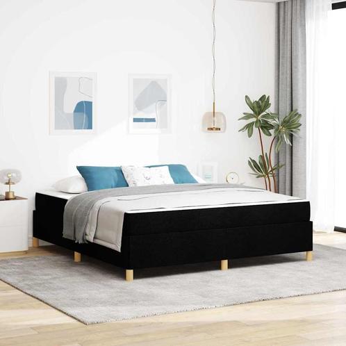 vidaXL Boxspring bed Zwart en Wit en Zwart 180 x 200 cm Stof, Huis en Inrichting, Slaapkamer | Bedden, Nieuw, Verzenden