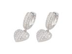 Veiling - Zilverkleurige oorbellen hartje met briljanten moi, Handtassen en Accessoires, Nieuw