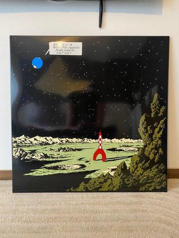 Tintin - Plaque émaillée lune – 100x100 - Terre appelle la beschikbaar voor biedingen