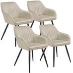tectake Stoel Marilyn, fluweeloptiek, gestikt - crème/zwart,, Huis en Inrichting, Stoelen, Verzenden, Nieuw