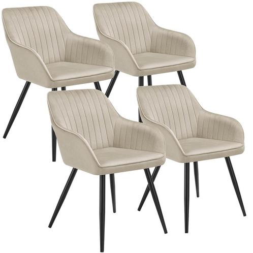tectake Stoel Marilyn, fluweeloptiek, gestikt - crème/zwart,, Huis en Inrichting, Stoelen, Verzenden
