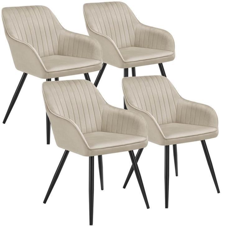 tectake Stoel Marilyn, fluweeloptiek, gestikt - crème/zwart,, Huis en Inrichting, Stoelen, Verzenden