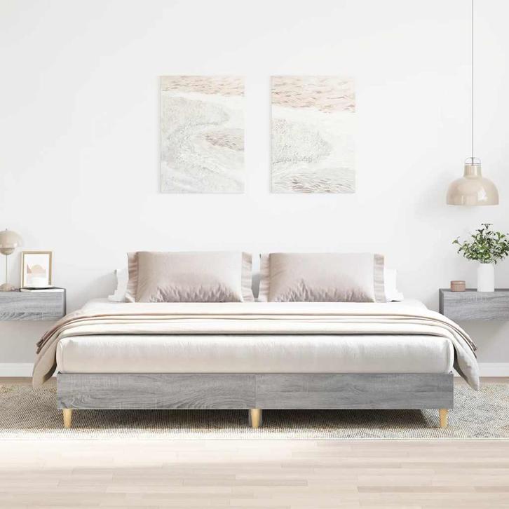 vidaXL Bedframe zonder matras 180x200 cm spaanplaat grijs, Huis en Inrichting, Slaapkamer | Bedden, Nieuw, Verzenden