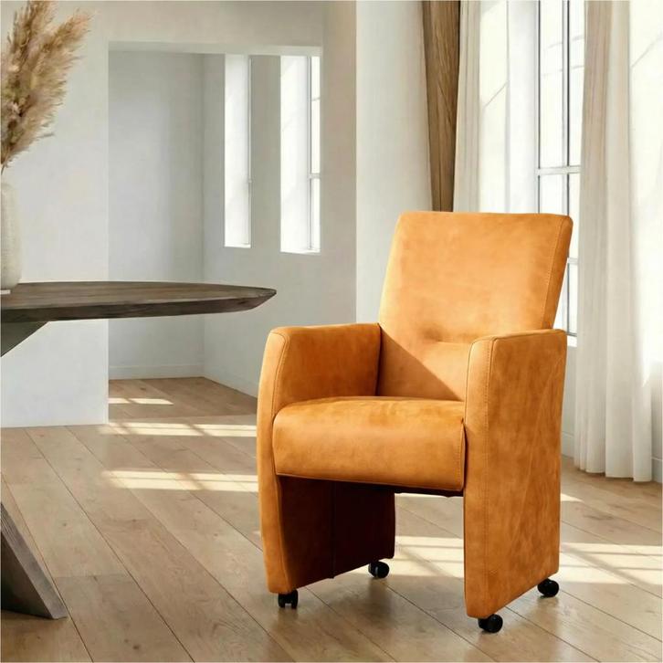 Leren eetkamerstoel Pleasure - Kenia Cognac (cognac) -, Huis en Inrichting, Stoelen, Bruin, Nieuw, Leer, Ophalen of Verzenden