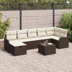 vidaXL 8-delige tuin sofa set met kussens in bruin poly, Verzenden, Nieuw