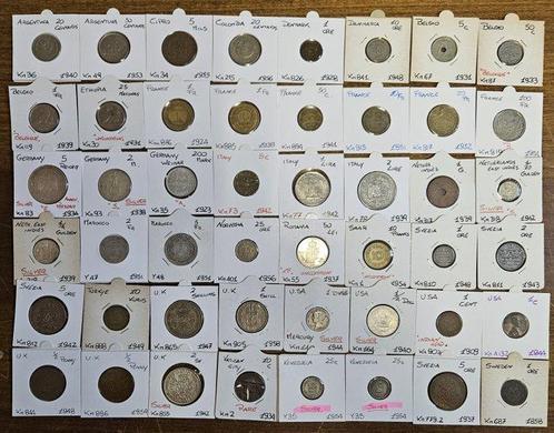 Wereld. A lot of 48 Coins 1858-1959 ( 9 Silver )  (Zonder, Postzegels en Munten, Munten | Europa | Niet-Euromunten