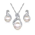 PaCaZa - Zilverkleurige Sieraden Set Pearls (Ketting & Oo..., Handtassen en Accessoires, Overige Accessoires, Nieuw, Verzenden