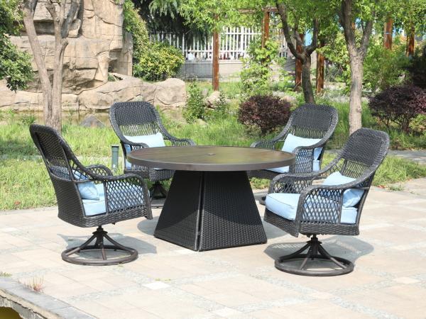 Veiling - REDONDA | 5-delig | Antraciet wicker + Blauwe kuss, Tuin en Terras, Tuinsets en Loungesets, Nieuw
