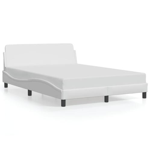 vidaXL Cadre de lit avec tête de lit Blanc 140x190 cm, Huis en Inrichting, Slaapkamer | Bedden, Verzenden