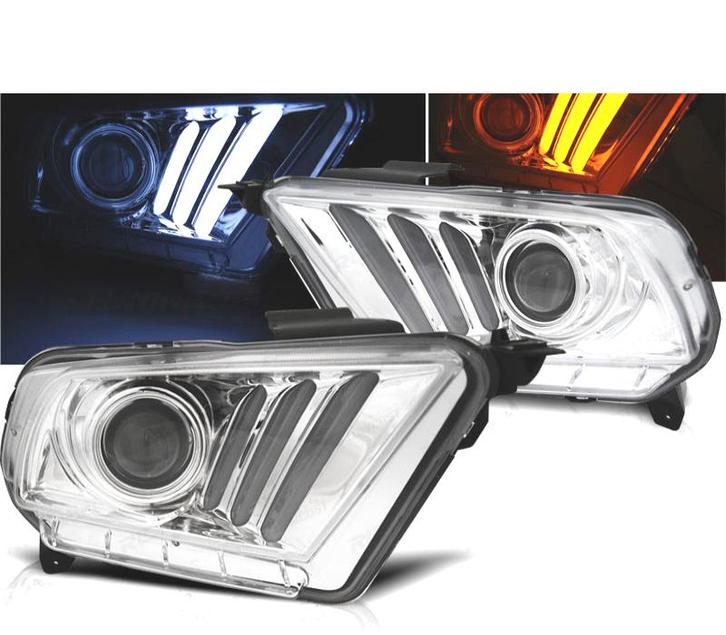 PHARES FORD MUSTANG 10-14 LED DYNAMIQUES CHROMÉS, Auto-onderdelen, Verlichting, Verzenden