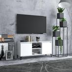 vidaXL Meuble TV avec pieds en métal Blanc 103,5x35x50, Maison & Meubles, Neuf, Verzenden