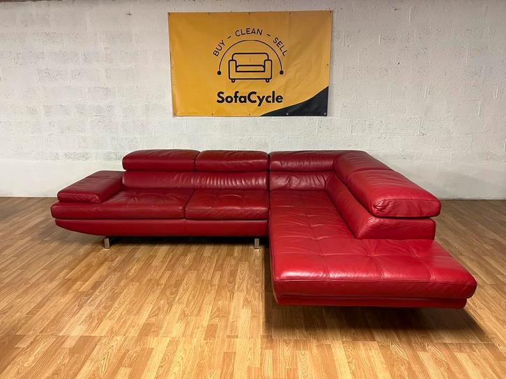 MaxDivani rode lederen hoekzetel – SofaCycle, Huis en Inrichting, Zetels | Complete zithoeken, Nieuw, Ophalen of Verzenden