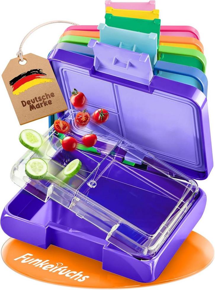 2dekans | Funkelfuchs® - Lunchbox kinderen met vakjes -, Divers, Fournitures scolaires, Enlèvement ou Envoi