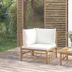 vidaXL Tuinhoekbank met kussens bamboe crèmewit, Tuin en Terras, Verzenden, Nieuw