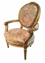 Fauteuil - Hout, Textiel - Vergulde LouisXVI-fauteul