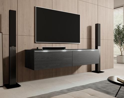 TV-Meubel Dixon - Zwart eiken - 140 cm, Maison & Meubles, Armoires | Mobilier de télévision, Envoi