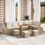 vidaXL Tuinbank Set met kussen 10 pcs Beige Poly rattan, Tuin en Terras, Tuinsets en Loungesets, Verzenden, Nieuw