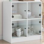 vidaXL Bijzetkast met glazen deuren 68x37x75,5 cm wit, Huis en Inrichting, Kasten | Dressoirs, Verzenden, Nieuw