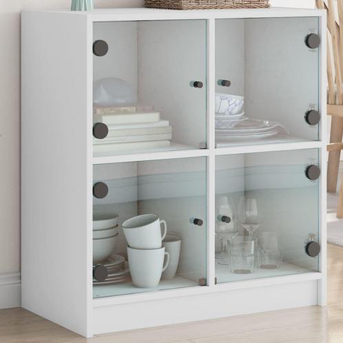 vidaXL Bijzetkast met glazen deuren 68x37x75,5 cm wit, Huis en Inrichting, Kasten | Dressoirs, Nieuw, Verzenden