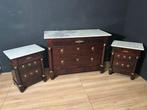 Commode (3) - Hout, Italiaans edelmarmer, verguld brons en