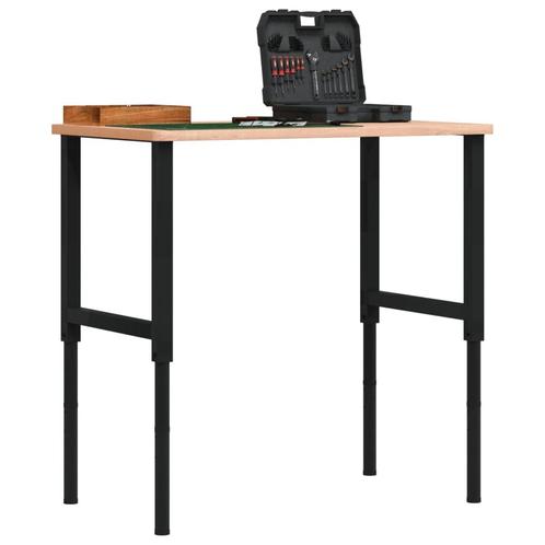 vidaXL Werkbank rechthoekig 100x60x(71,5-98) cm massief, Doe-het-zelf en Bouw, Werkbanken, Nieuw, Verzenden