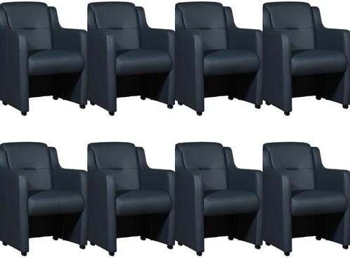 Set van 8 Blauwe leren landelijke eetkamerfauteuils - Toledo, Huis en Inrichting, Stoelen, Overige kleuren, Vijf, Zes of meer stoelen