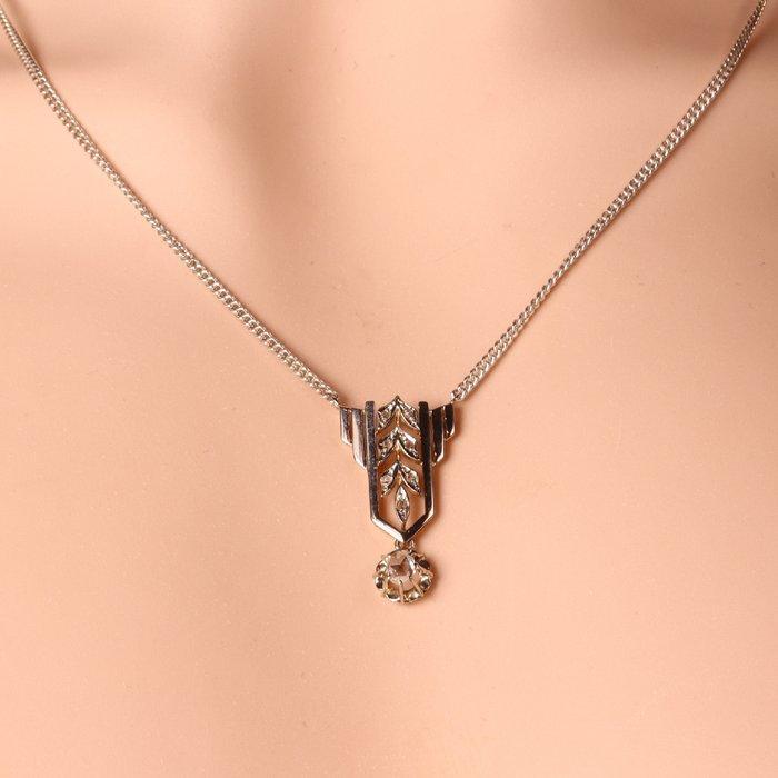 Ketting met hanger - 18 karaat Geel goud, Witgoud, Zilver -, Handtassen en Accessoires, Antieke sieraden