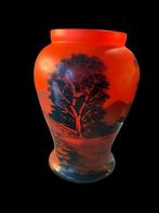 Vaas - Glas - Scenic Art Nouveau-vaas, Antiek en Kunst, Antiek | Glaswerk en Kristal