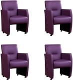 Set van 4 Paarse leren moderne eetkamerfauteuils - Toledo, Huis en Inrichting, Stoelen, Nieuw, Leer, Ophalen of Verzenden, Landelijk