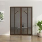 Dubbele stalen taatsdeur - Brons - 5 Vlaks rond - Rook glas, Overige typen