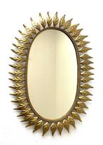 Wandspiegel  - Grote ovale spiegel met vergulde metalen, Antiek en Kunst, Curiosa en Brocante
