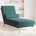vidaXL Massage chaise longue met bolster fluweel donkergroen, Huis en Inrichting, Verzenden, Nieuw