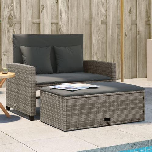vidaXL Tuinbank 2-zits met kussens poly rattan grijs, Tuin en Terras, Tuinsets en Loungesets, Nieuw, Verzenden