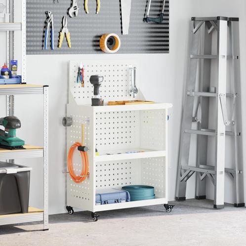 vidaXL Gereedschapswagen met plank met wiel met opslag Wit, Doe-het-zelf en Bouw, Gereedschapskisten, Nieuw, Verzenden