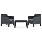 vidaXL 3-delige Loungeset met kussens PP rattan, Tuin en Terras, Verzenden, Nieuw, Loungeset