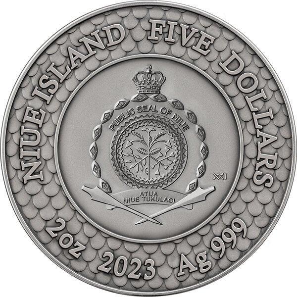 Niue. 5 Dollars 2023 Black Pearl and Dragon - Divine Pearls, Postzegels en Munten, Munten | Europa | Niet-Euromunten
