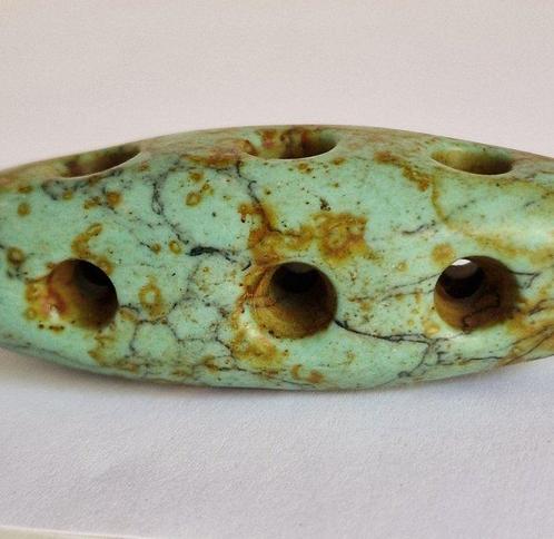 Oud-Chinees Turkoois Zeldzame XL langwerpige kralen talisman, Antiek en Kunst, Antiek | Overige Antiek