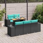 vidaXL 6-delige Loungeset met kussens poly rattan zwart, Verzenden, Nieuw, Loungeset