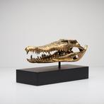 sculptuur, Saltwater Crocodile Skull fashioned in bronze, on, Antiek en Kunst