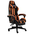 vidaXL Racestoel met voetensteun kunstleer zwart en oranje, Verzenden, Nieuw