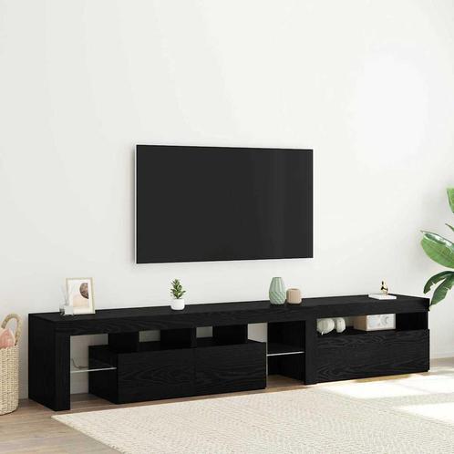 vidaXL TV Kasten 2 stuks met LED Lichten Zwart Eiken Hout, Huis en Inrichting, Kasten |Televisiemeubels, Nieuw, Verzenden