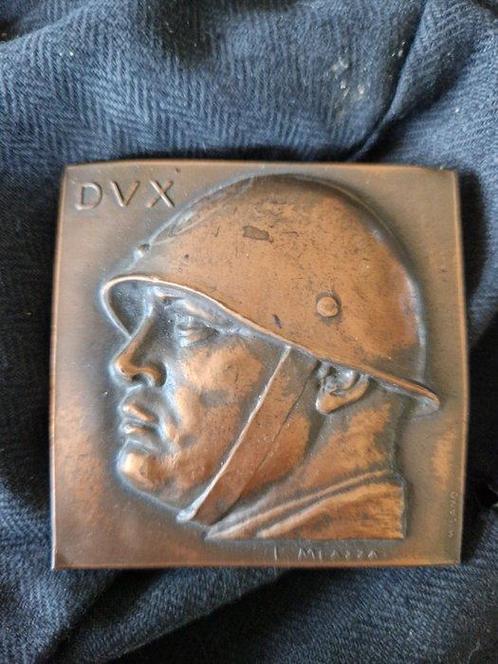 Italie - Médaille - Placca in metallo DUCE Mussolini con, Verzamelen, Militaria | Tweede Wereldoorlog