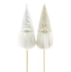 Santas kerstkabouter joy 12cm op 50cm lange stok per 5, Nieuw