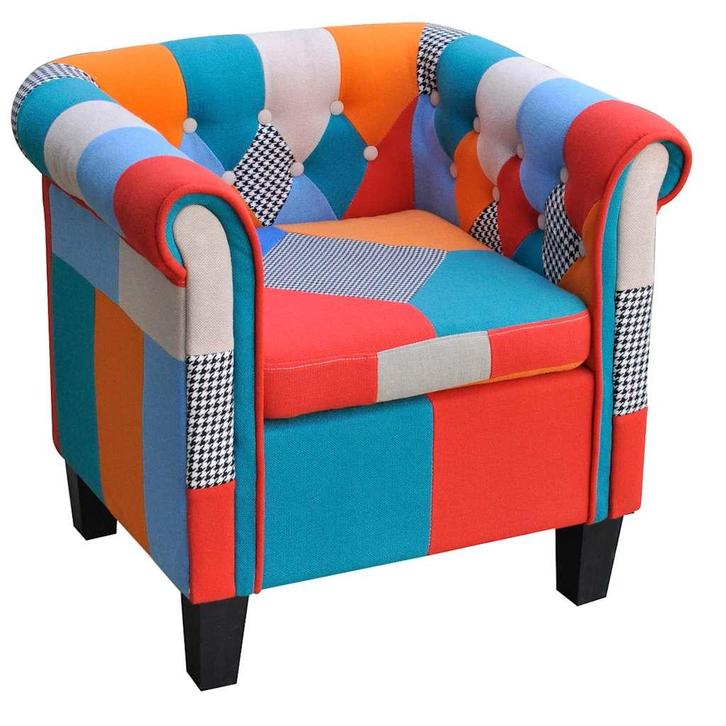 vidaXL Fauteuil met patchwork stof meerkleurig, Maison & Meubles, Fauteuils, Envoi